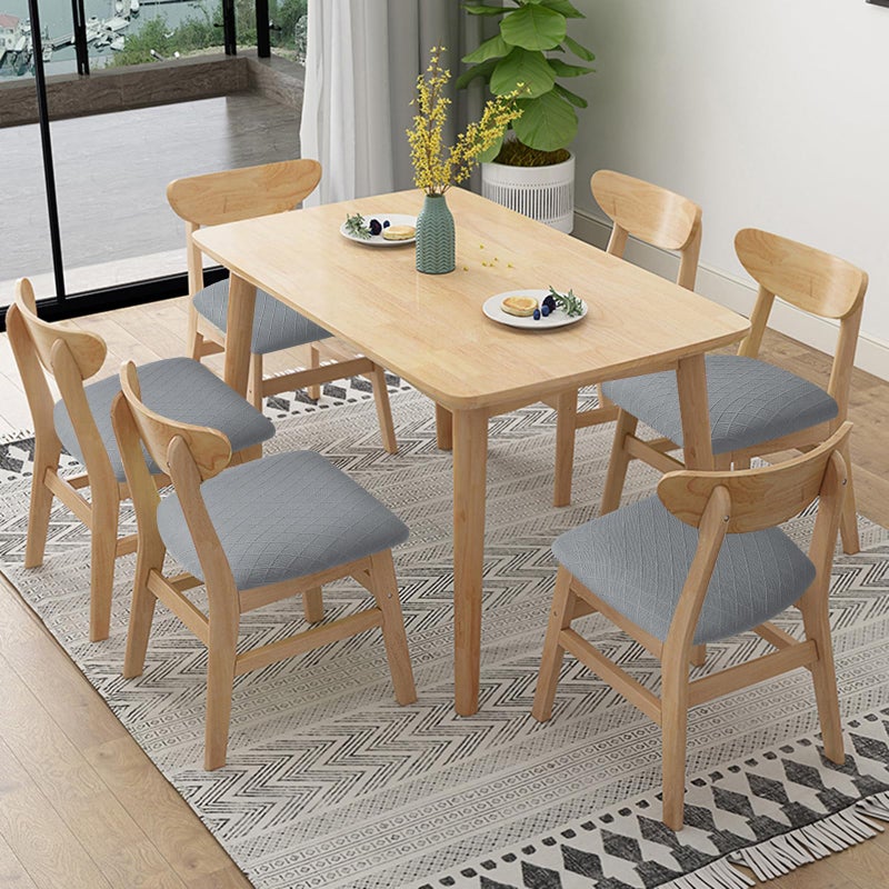 Fuloon Stretch Chair Seat Covers 6 PCS, Removable Washable Dining Chair Covers Anti-Dust Dining Room Seat Cushion Slipcovers (6, Light Grey) - Image 2